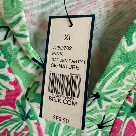 NWT Crown & Ivy Size XL V Neck Garden Party Palm Tree Knit Dress Pink Green New - Picture 5 of 5